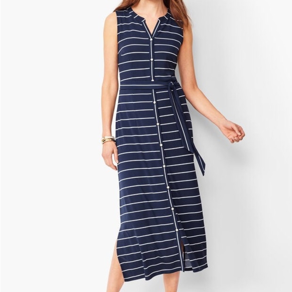 BUTTON-FRONT STRIPE JERSEY MAXI DRESS NWOT